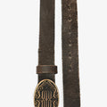 Marrón oscuro: Cinturón Nuvo Sofia Sarkany de cuero con hebilla ovalada dorada y diseño grabado del logo SS.