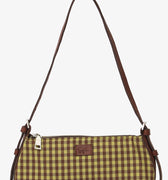 Cartera Loen Sofia Sarkany a cuadritos verde oliva y marrón. Una bandolera canchera y versátil para vos.